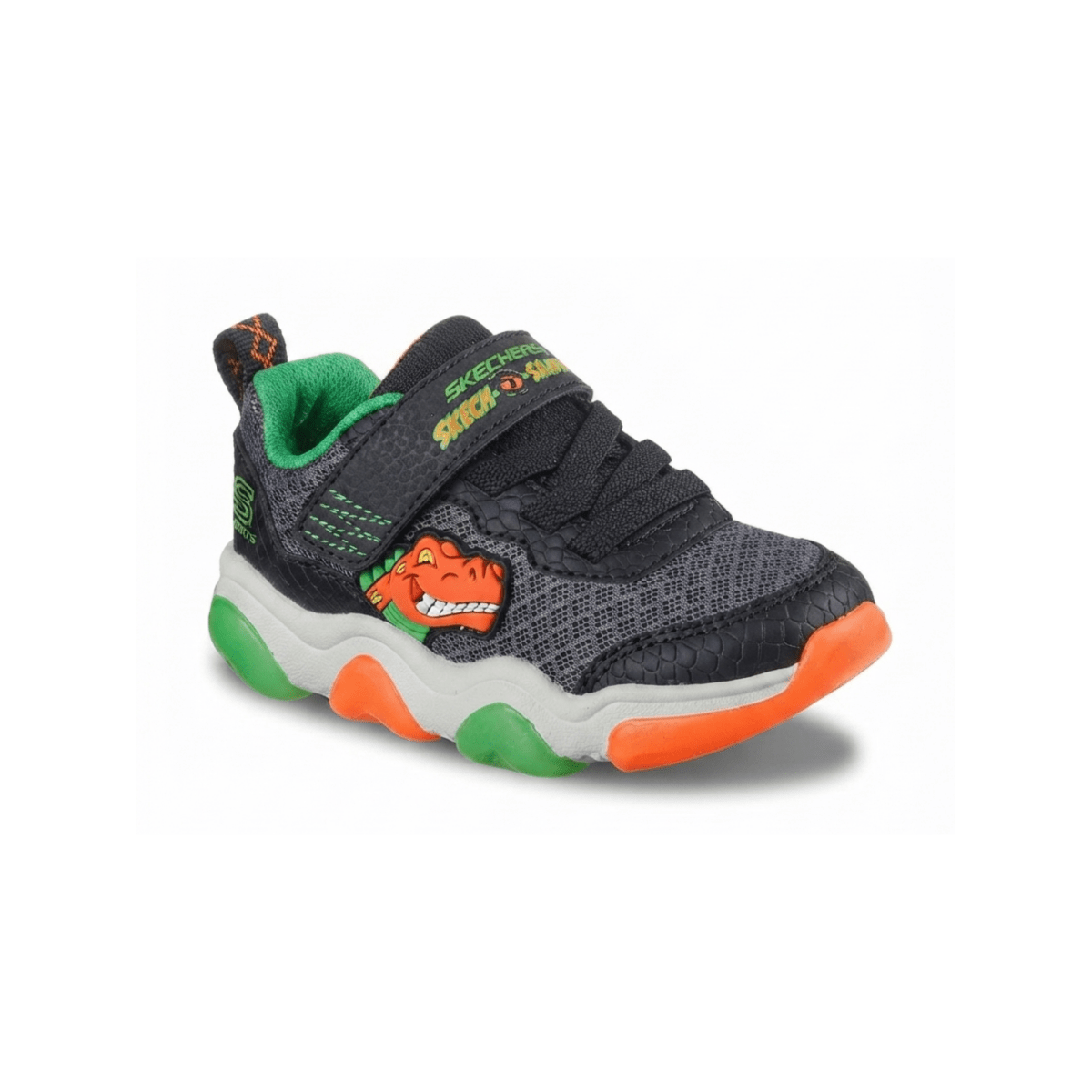 Skechers Toddlers 403501NBKOR Mighty Glow 2.0 - Dino-Bolt Black/Orange/Green - 1112193 - Tip Top Shoes of New York