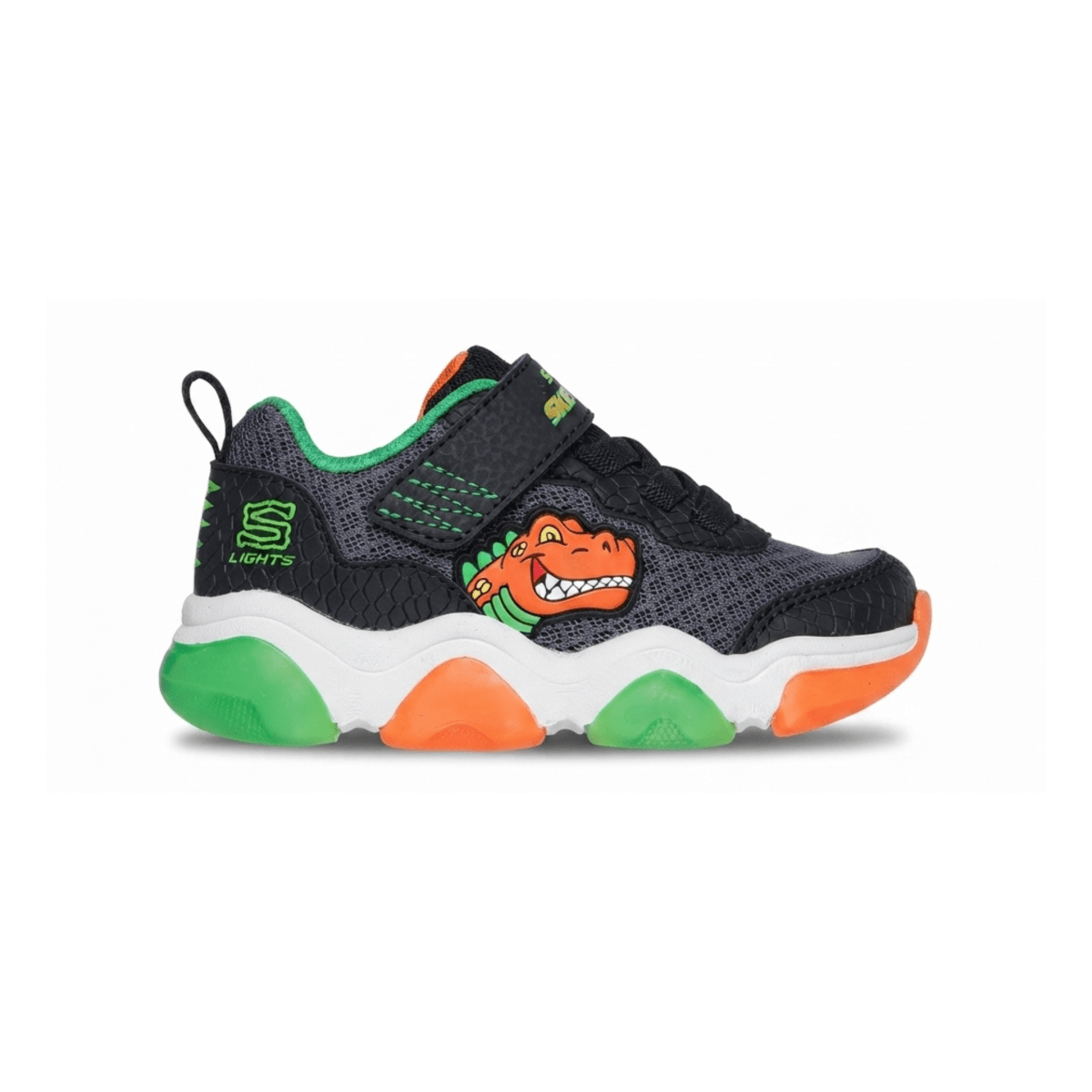 Skechers Toddlers 403501NBKOR Mighty Glow 2.0 - Dino-Bolt Black/Orange/Green - 1112193 - Tip Top Shoes of New York