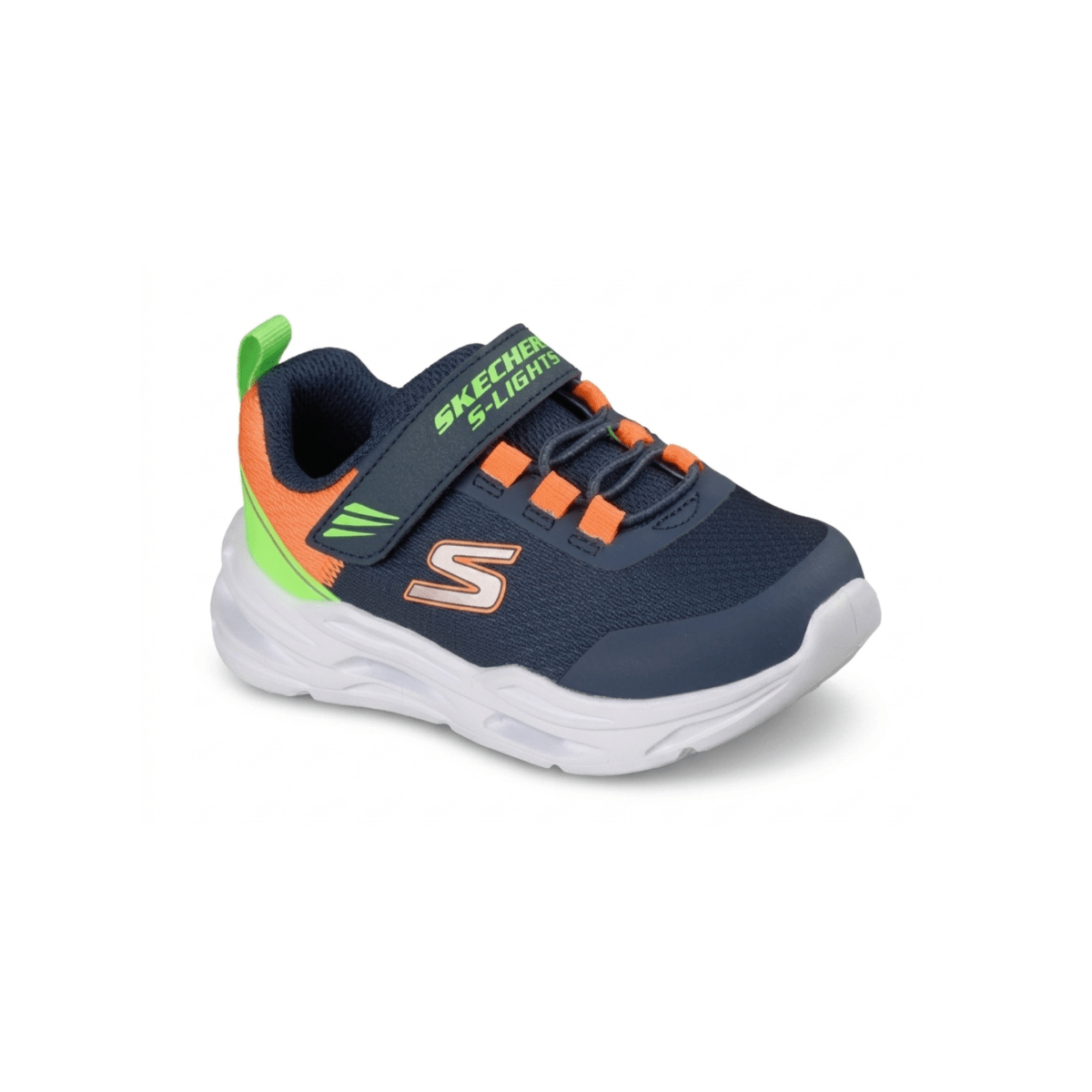 Skechers Toddlers 407628NNVMT S-Lights: Lil' Glide-Step Lights Navy/Orange/Lime - 1112223 - Tip Top Shoes of New York