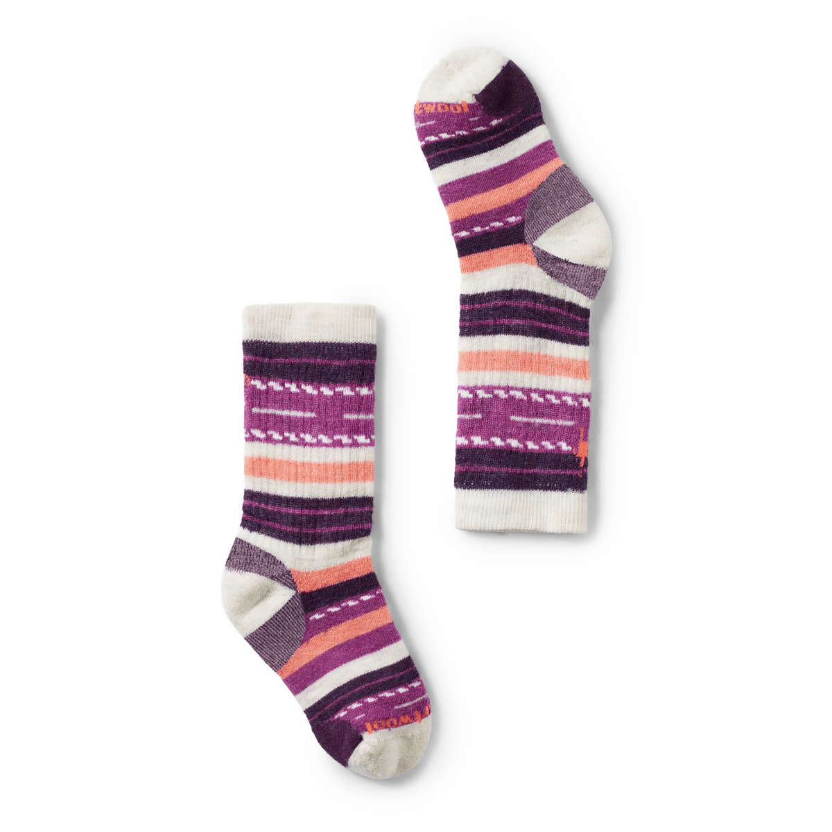 Smart Wool Kids' Hike Full Cushion Margarita Crew Socks Moon Beam/Purple - 1100993 - Tip Top Shoes of New York