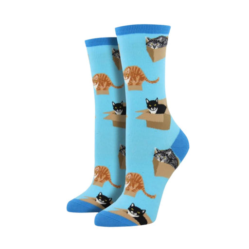 Sock Smith Women's Cat in the Box Azure Socks - 5021793 - Tip Top Shoes of New York