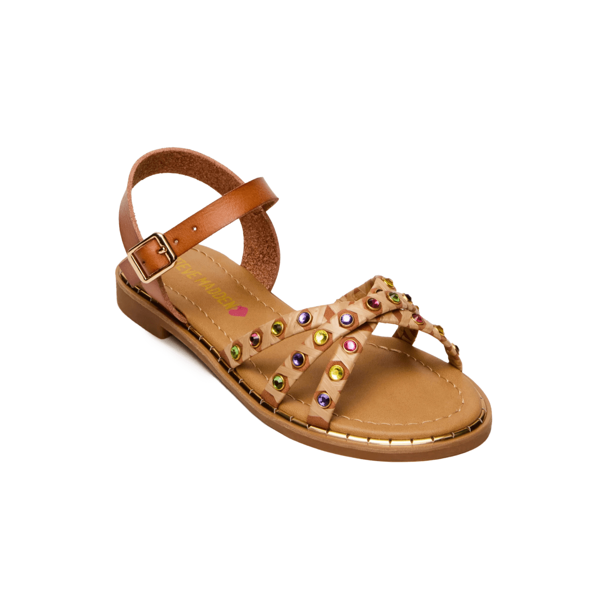 Steve Madden Girls Gillian Cognac Brown/Multicolor Rhinestones - 1106631 - Tip Top Shoes of New York