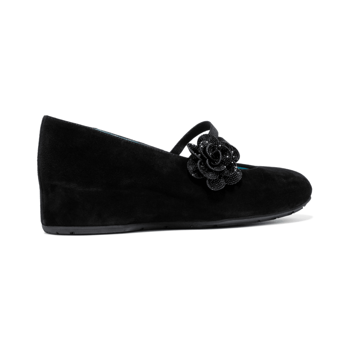 Thierry Rabotin Women's Zarah Black Suede/Rhinestone Flower - 9035923 - Tip Top Shoes of New York