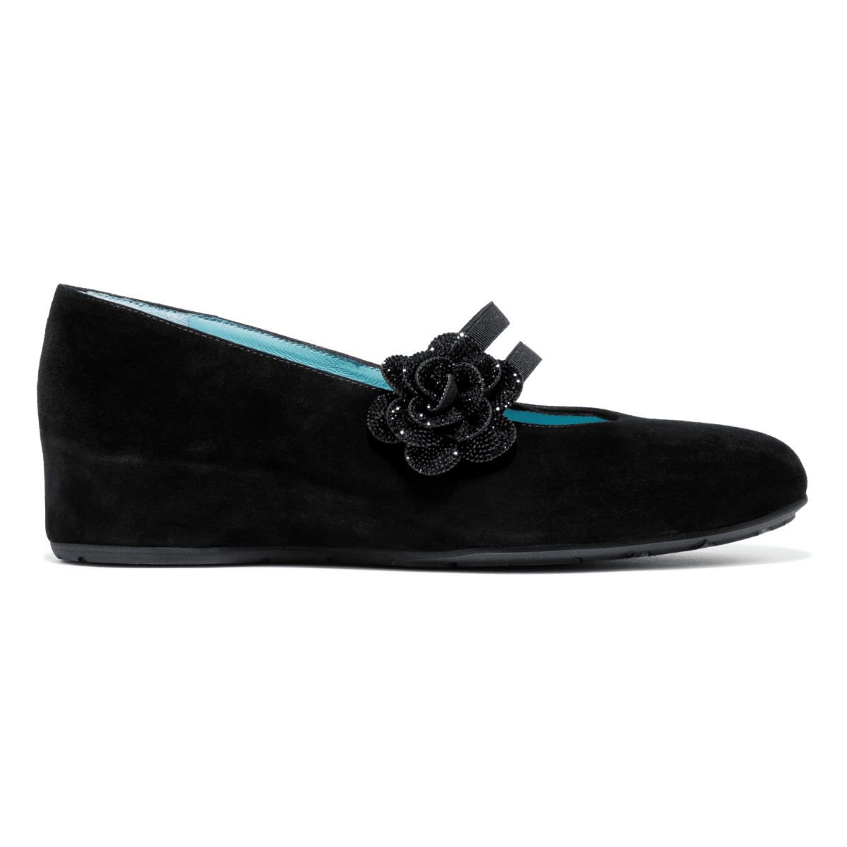 Thierry Rabotin Women's Zarah Black Suede/Rhinestone Flower - 9035923 - Tip Top Shoes of New York