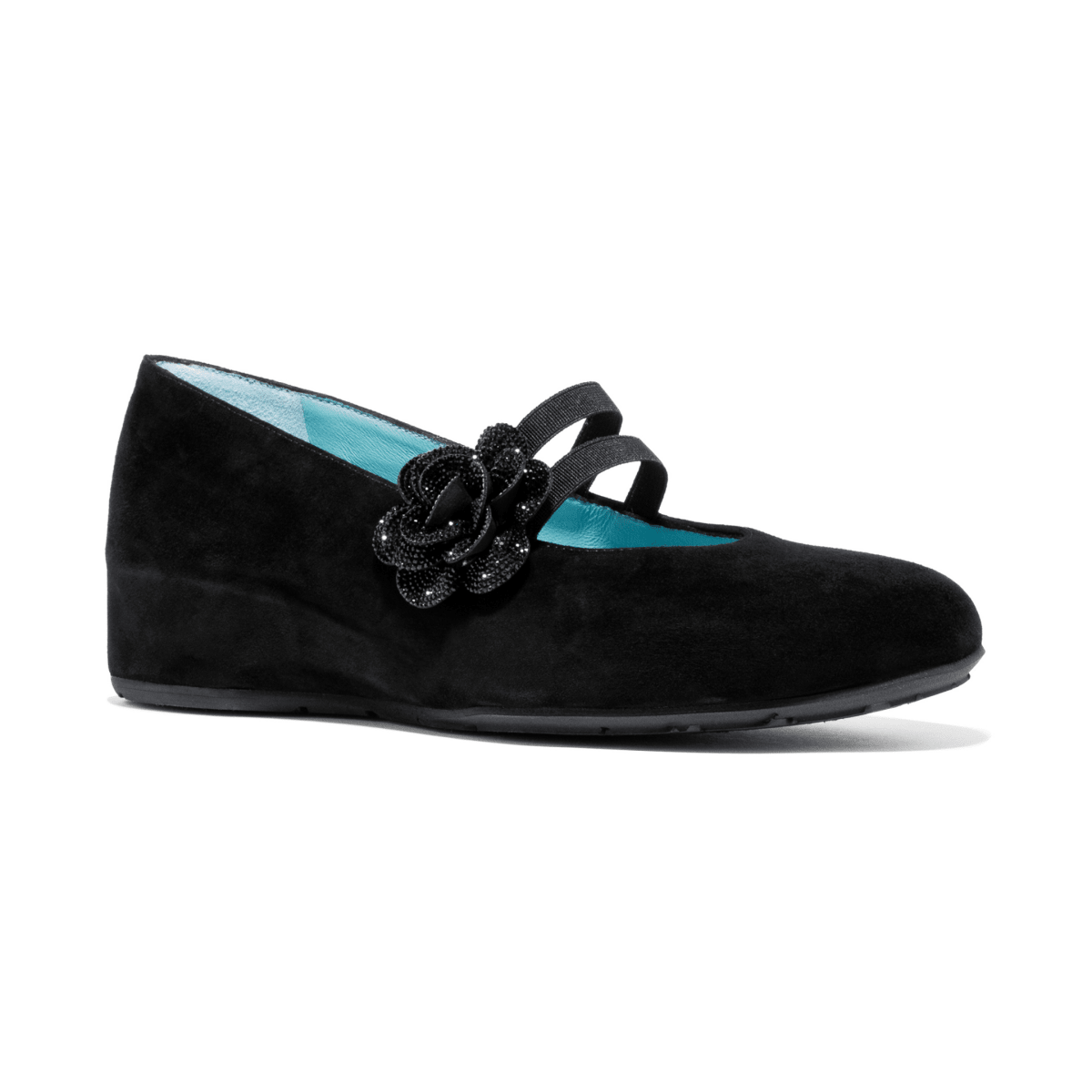 Thierry Rabotin Women's Zarah Black Suede/Rhinestone Flower - 9035923 - Tip Top Shoes of New York