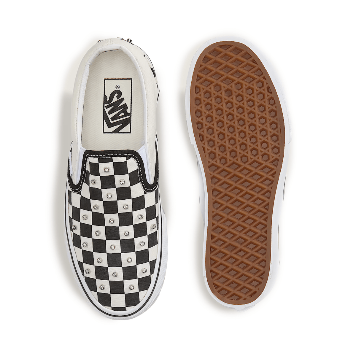 Vans Girls (Grade School) Classic Slip-On Platform White Rhinestone - 1110026 - Tip Top Shoes of New York