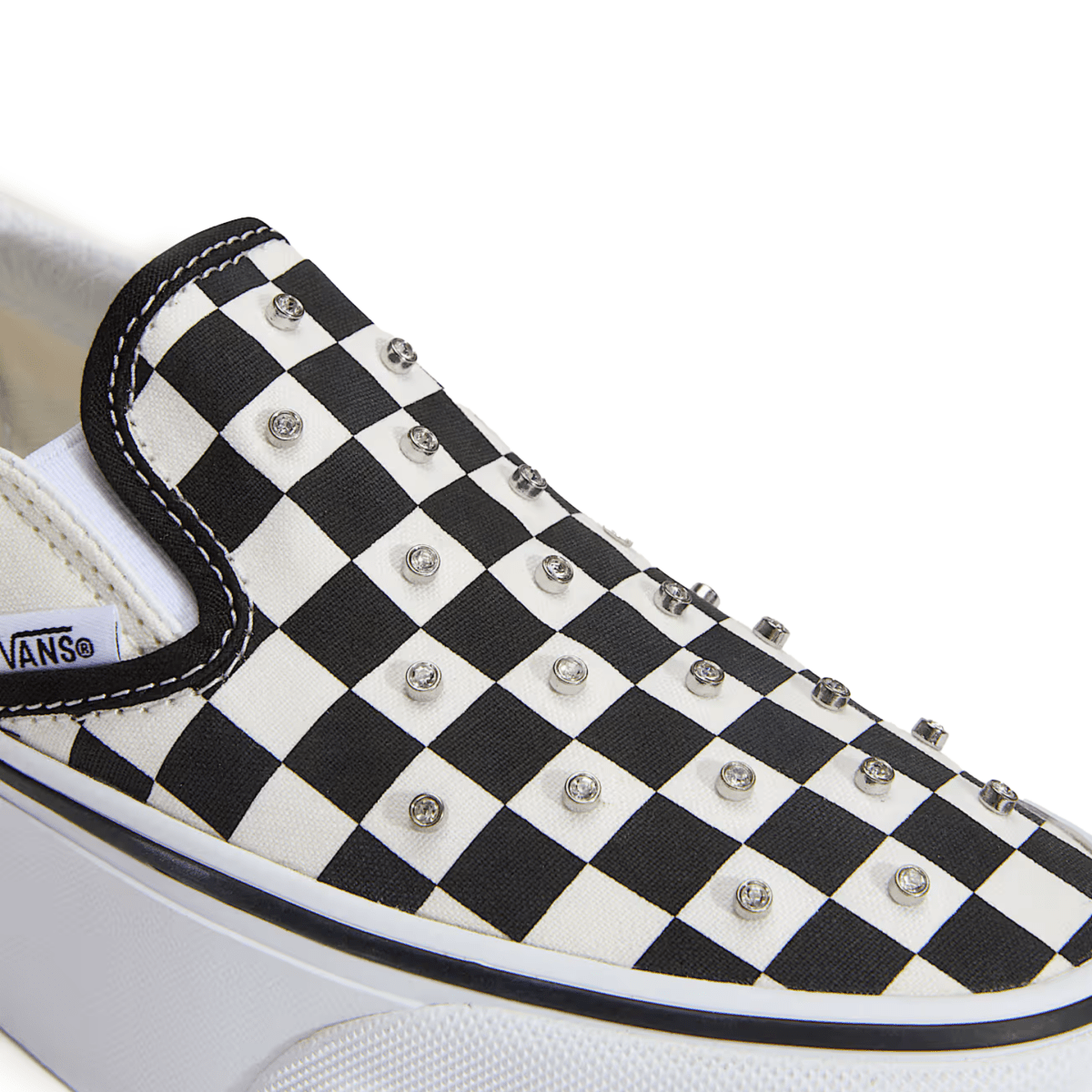 Vans Girls (Grade School) Classic Slip-On Platform White Rhinestone - 1110026 - Tip Top Shoes of New York