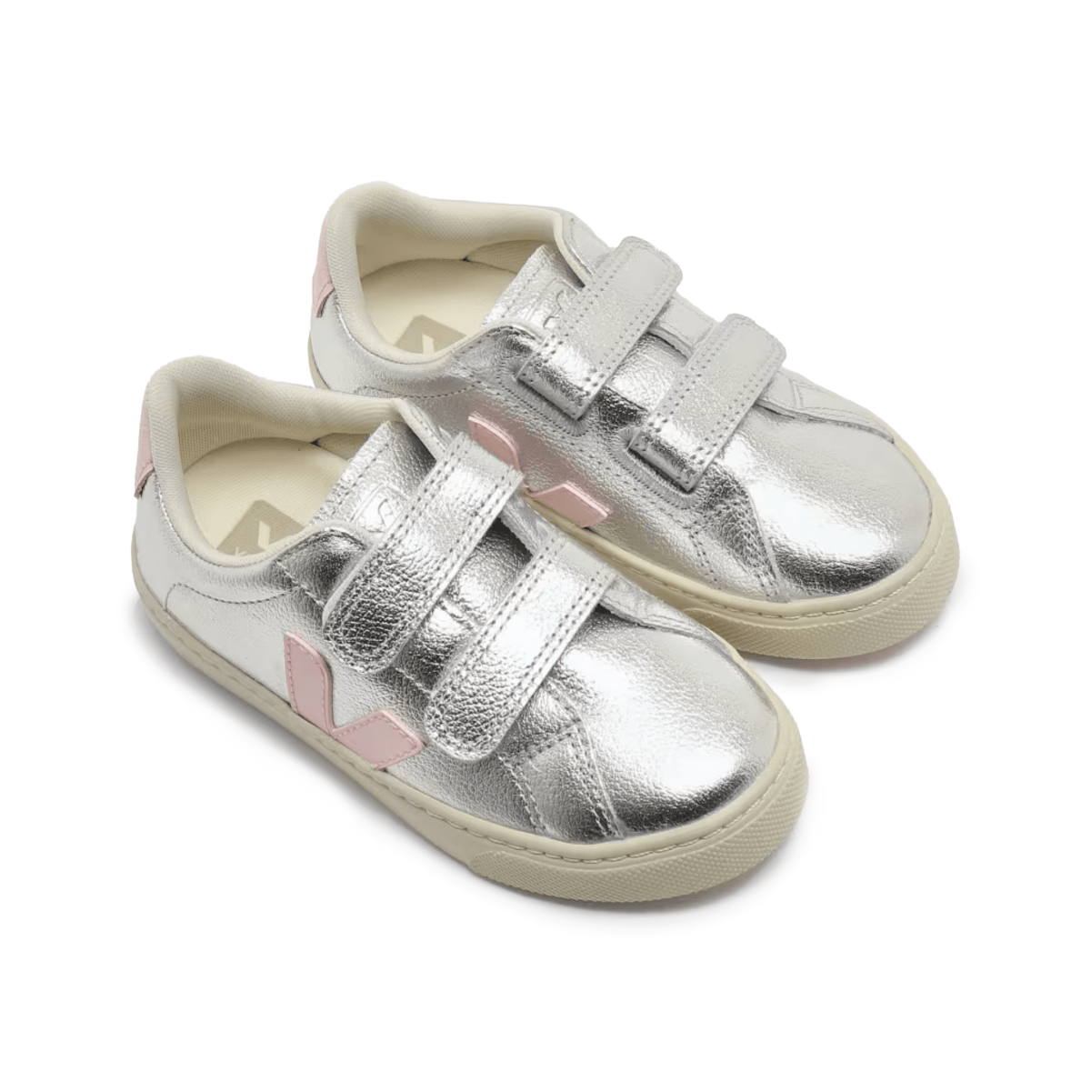 Veja Girls Esplar O.T. Silver Metallic/Pink/Cream Laminated Leather - 1111516 - Tip Top Shoes of New York