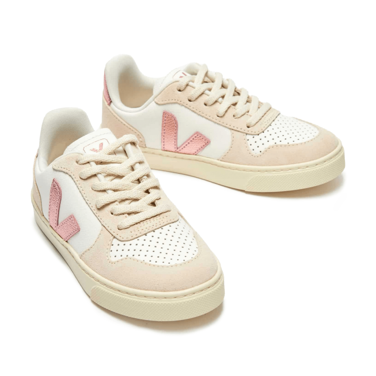 Veja Girls SMALL V-10 White/Beige/Pink Metallic - 1111540 - Tip Top Shoes of New York