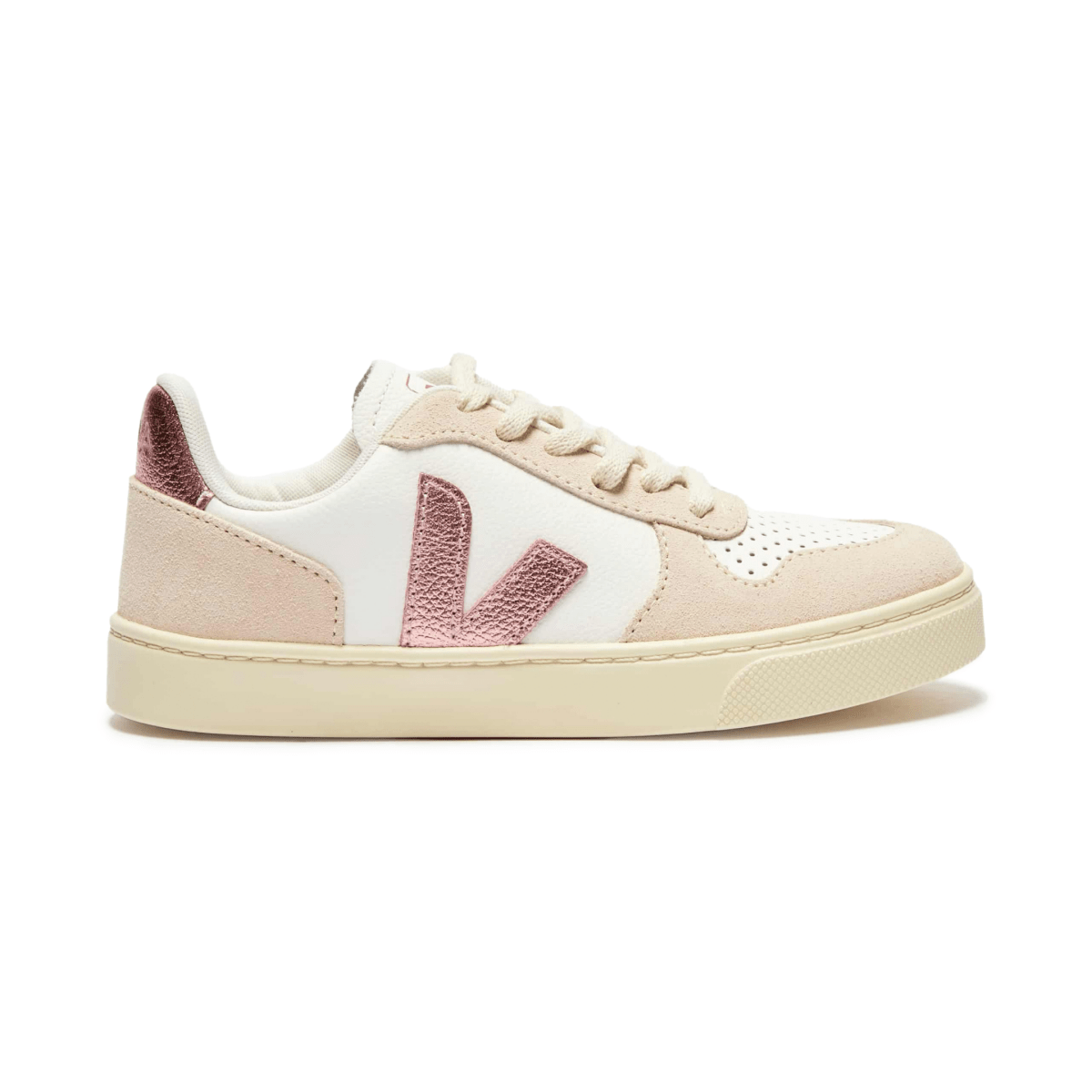 Veja Girls SMALL V-10 White/Beige/Pink Metallic - 1111540 - Tip Top Shoes of New York