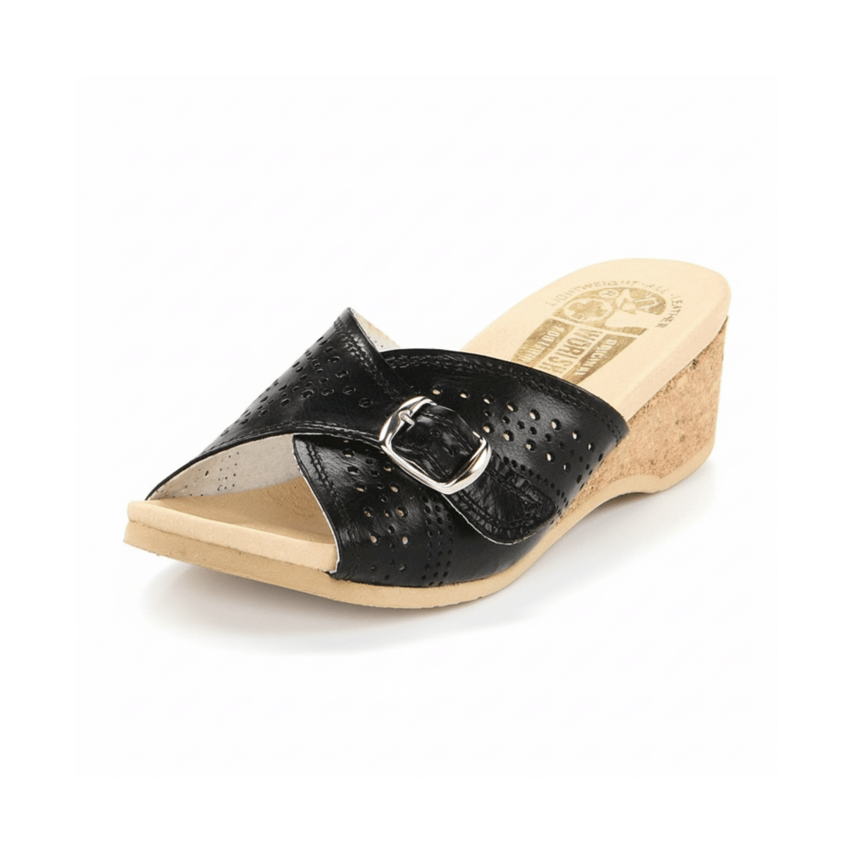 Worishofer Women's 251 Slide Black Leather - 403506401010 - Tip Top Shoes of New York