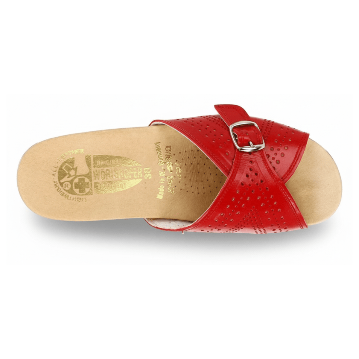 Worishofer Women's 251 Slide Red Leather - 402315801011 - Tip Top Shoes of New York