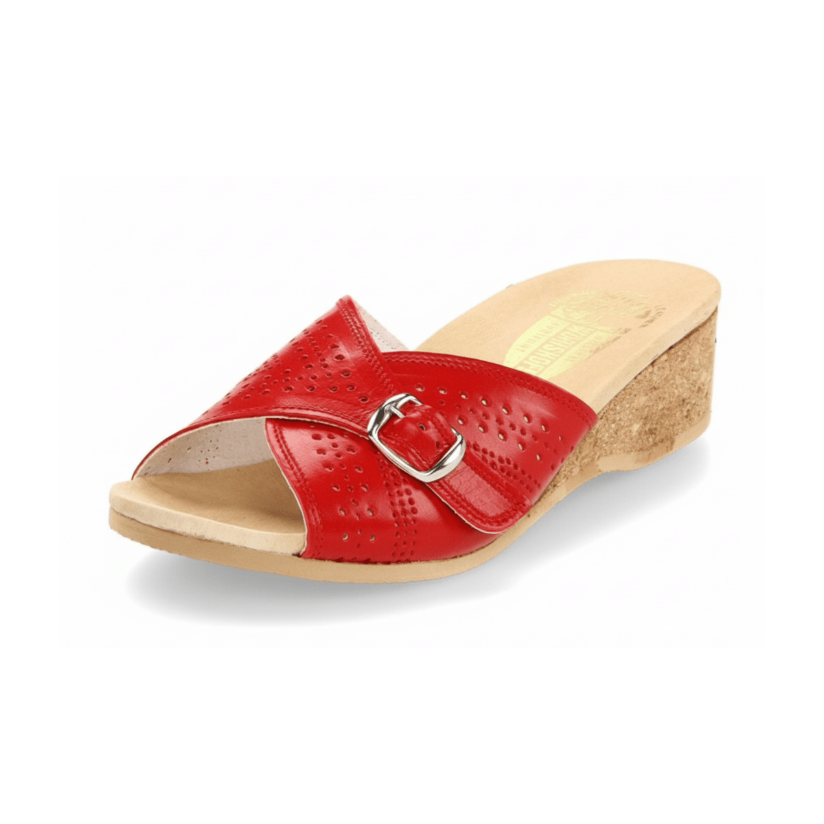 Worishofer Women's 251 Slide Red Leather - 402315801011 - Tip Top Shoes of New York