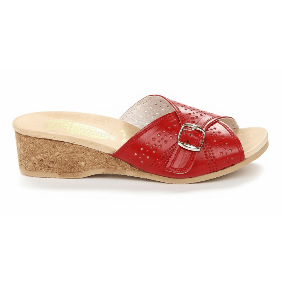 Worishofer Women's 251 Slide Red Leather - 402315801011 - Tip Top Shoes of New York