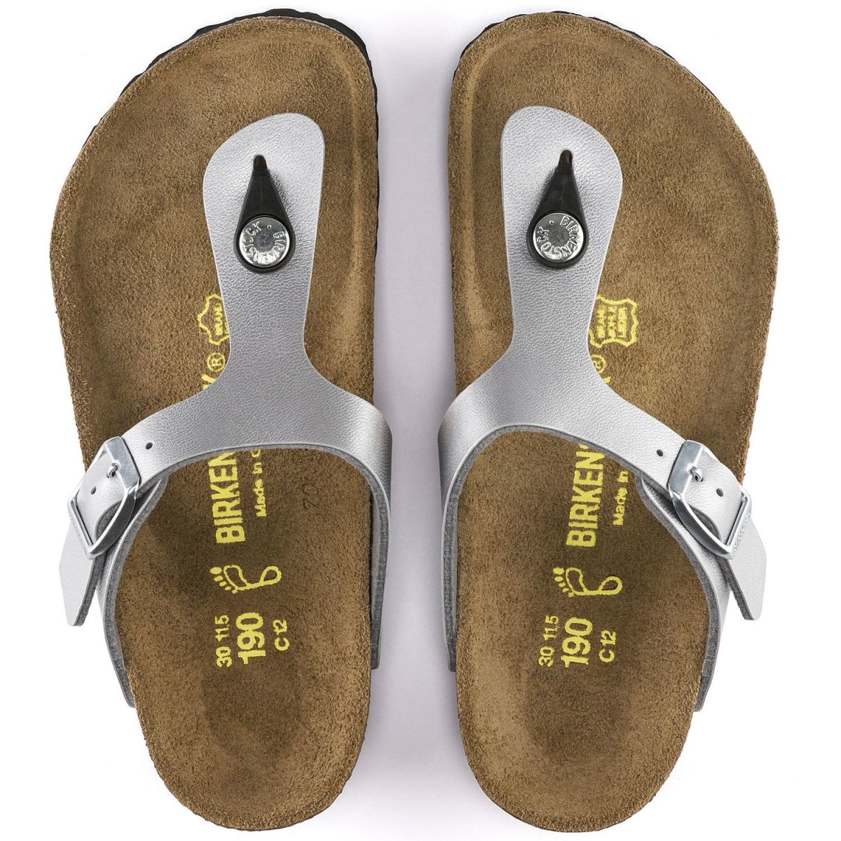 Birkenstock Girl's Gizeh Silver Birko-Flor (Sizes 30-34) - 405933208019 - Tip Top Shoes of New York