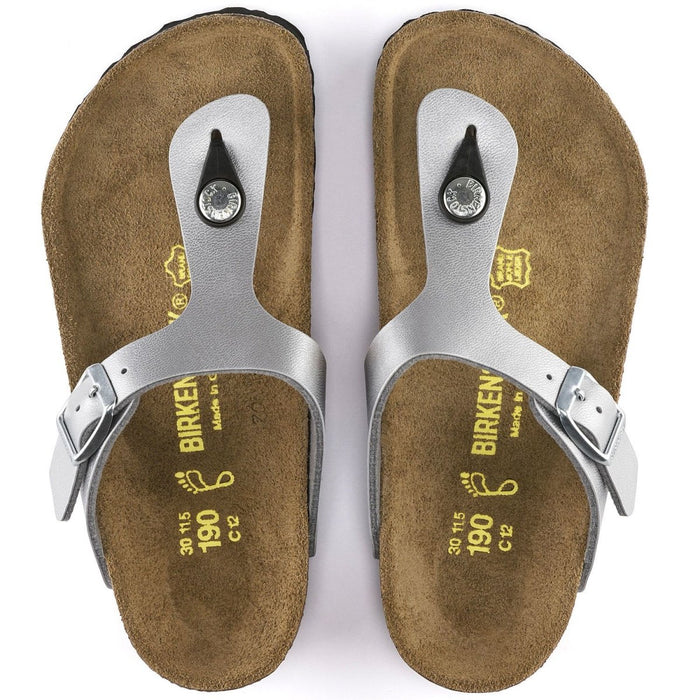 Birkenstock Girl's Gizeh Silver Birko-Flor (Sizes 30-34) Tip Top