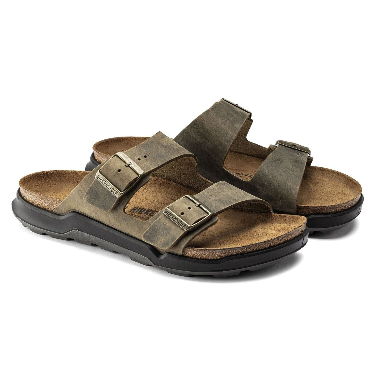 Birkenstock Men's Arizona Rugged Cross Town Faded Khaki Oiled Leather - 3000017 - Tip Top Shoes of New York