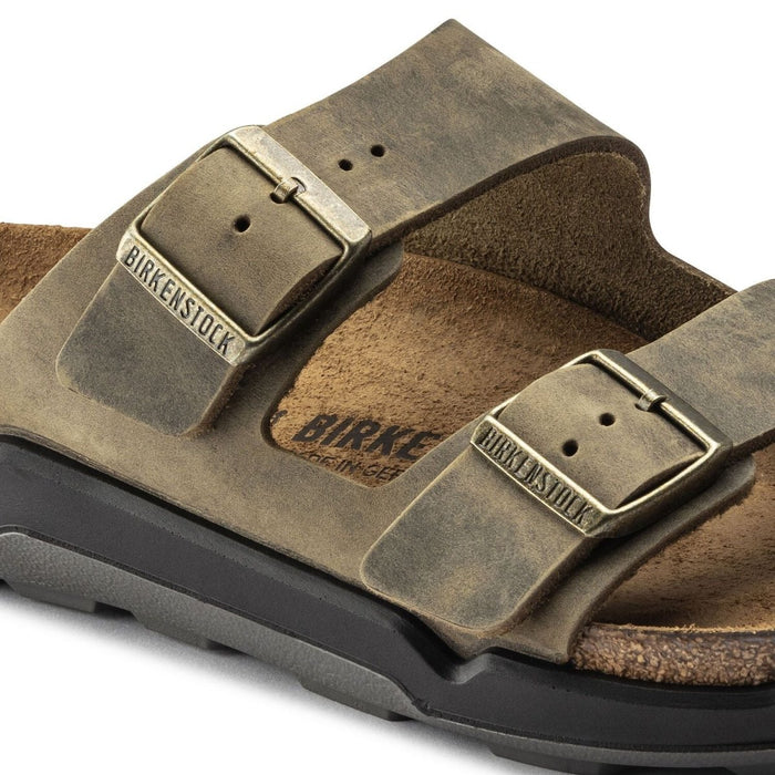 Birkenstock Men's Arizona Rugged Cross Town Faded Khaki Oiled Leather - 3000017 - Tip Top Shoes of New York