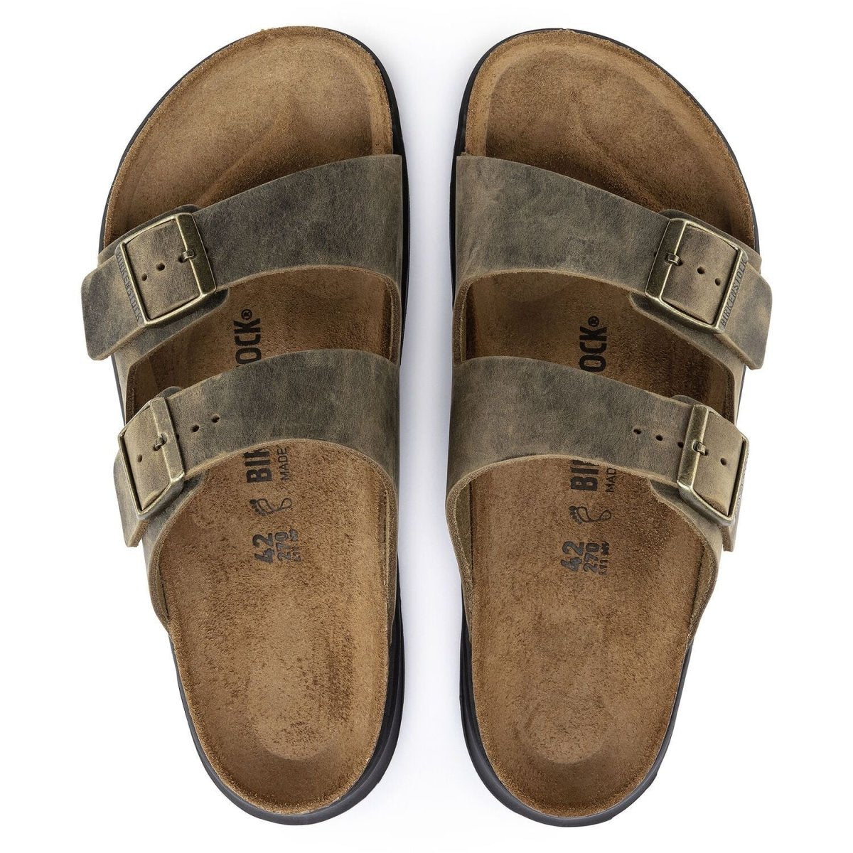 Birkenstock Men's Arizona Rugged Cross Town Faded Khaki Oiled Leather - 3000017 - Tip Top Shoes of New York