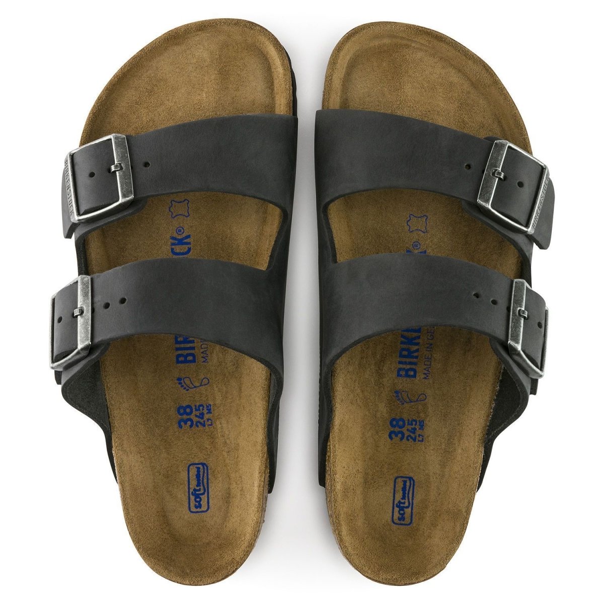 Birkenstock Men's Arizona Soft Footbed Black Oiled Nubuck - Tip