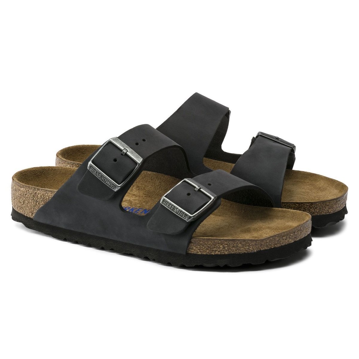 Birkenstock Men's Arizona Soft Footbed Black Oiled Nubuck - Tip