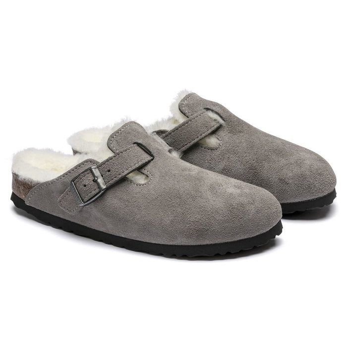 Birkenstock Men's Boston Shearling Stone Suede - 3003052 - Tip Top Shoes of New York