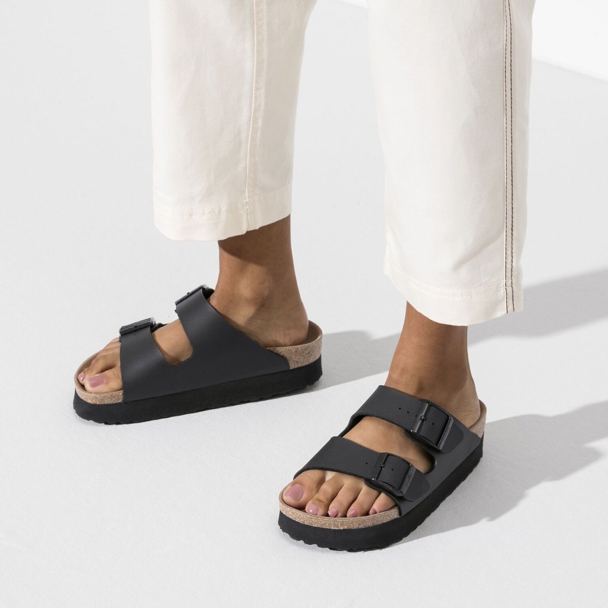 Birkenstock Women's Arizona Platform Vegan Birko-Flor Black - Tip