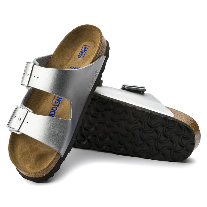 Birkenstock Women's Arizona Soft Footbed Birko-Flor Silver - 408072904019 - Tip Top Shoes of New York