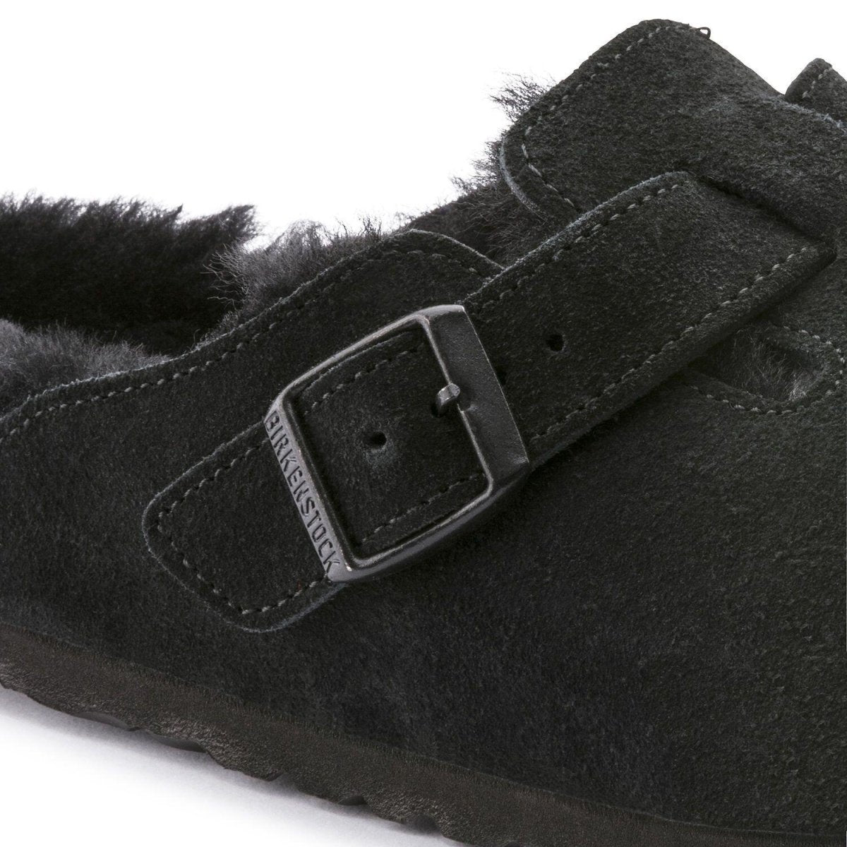 Birkenstock Women's Boston Black Suede/Shearling - 1028520 - Tip Top Shoes of New York
