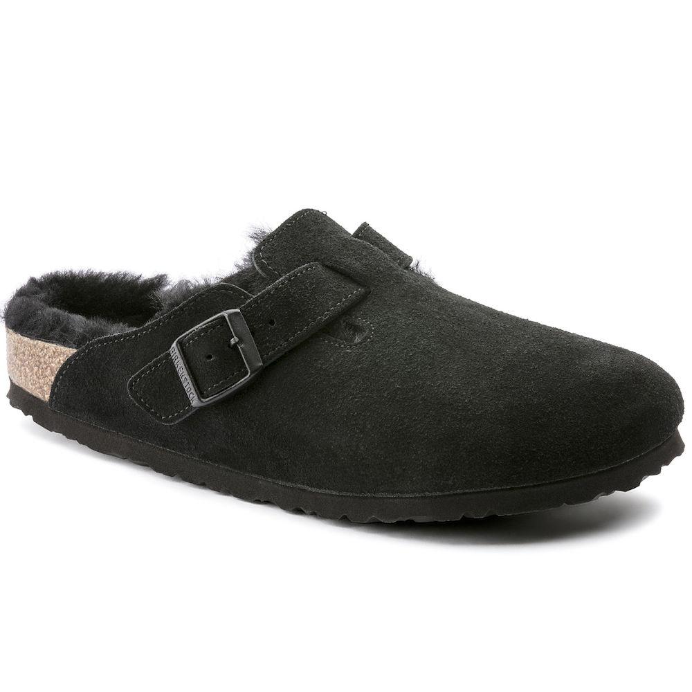 Birkenstock Women's Boston Black Suede/Shearling - 1028520 - Tip Top Shoes of New York