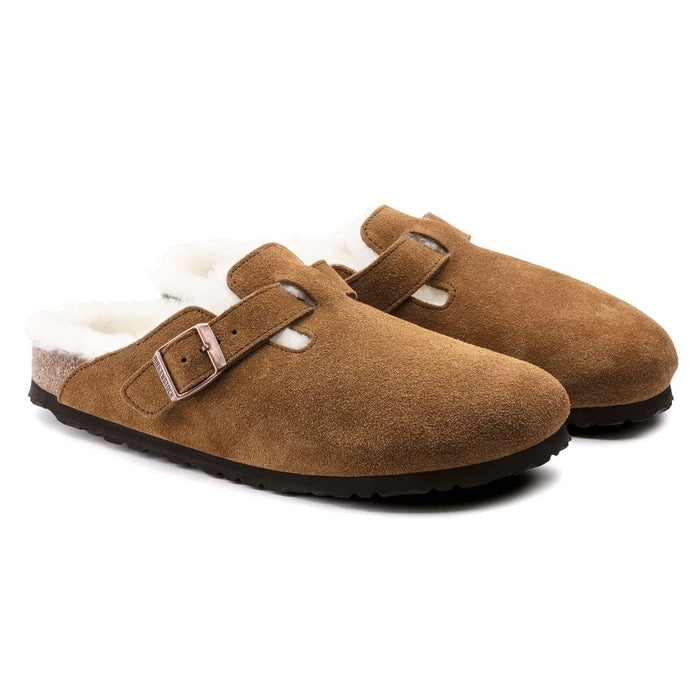 Birkenstock Women's Boston Mink Natural Suede Shearling - 343471 - Tip Top Shoes of New York