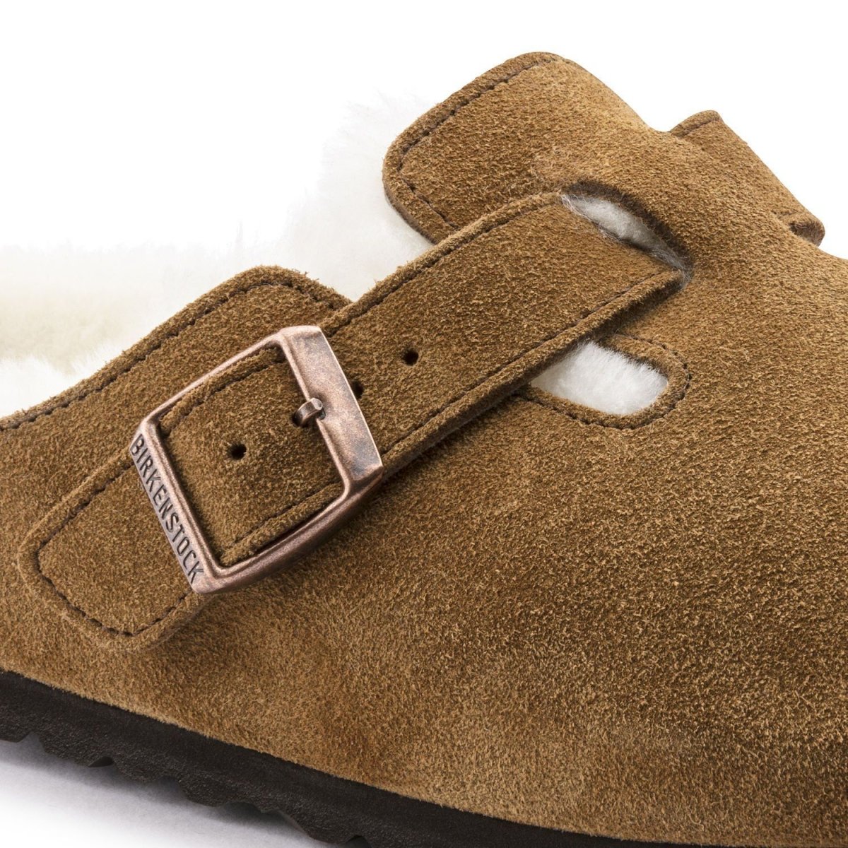 Birkenstock Women's Boston Mink Natural Suede Shearling - Tip Top
