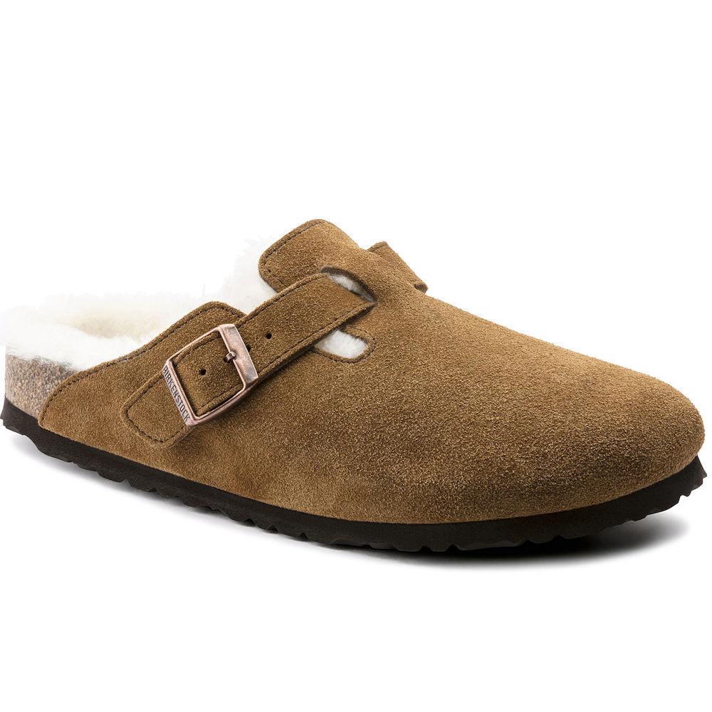 Birkenstock Women's Boston Mink Natural Suede Shearling - 343471 - Tip Top Shoes of New York