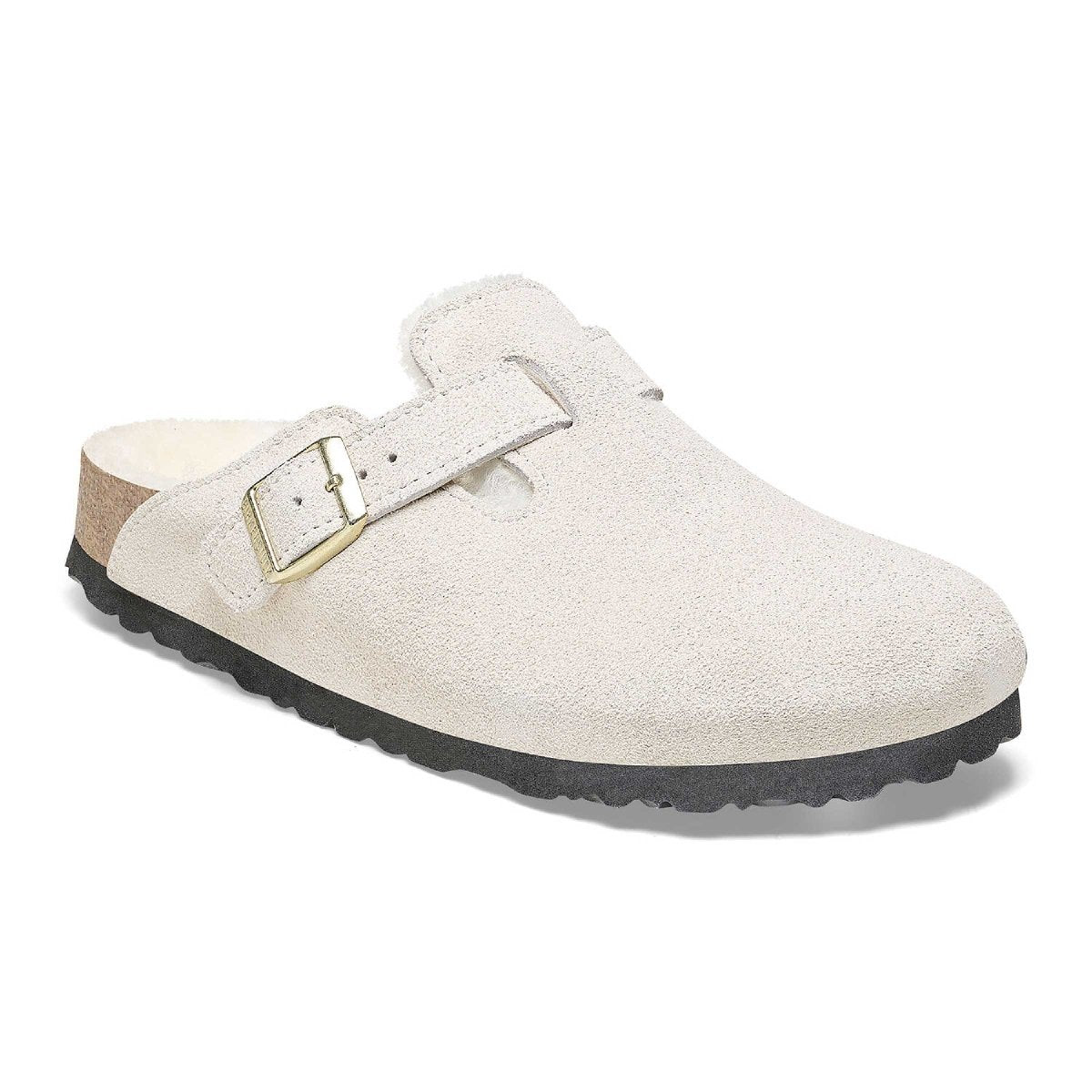Birkenstock Women's Boston Shearling Antique White Suede - 3012471 - Tip Top Shoes of New York