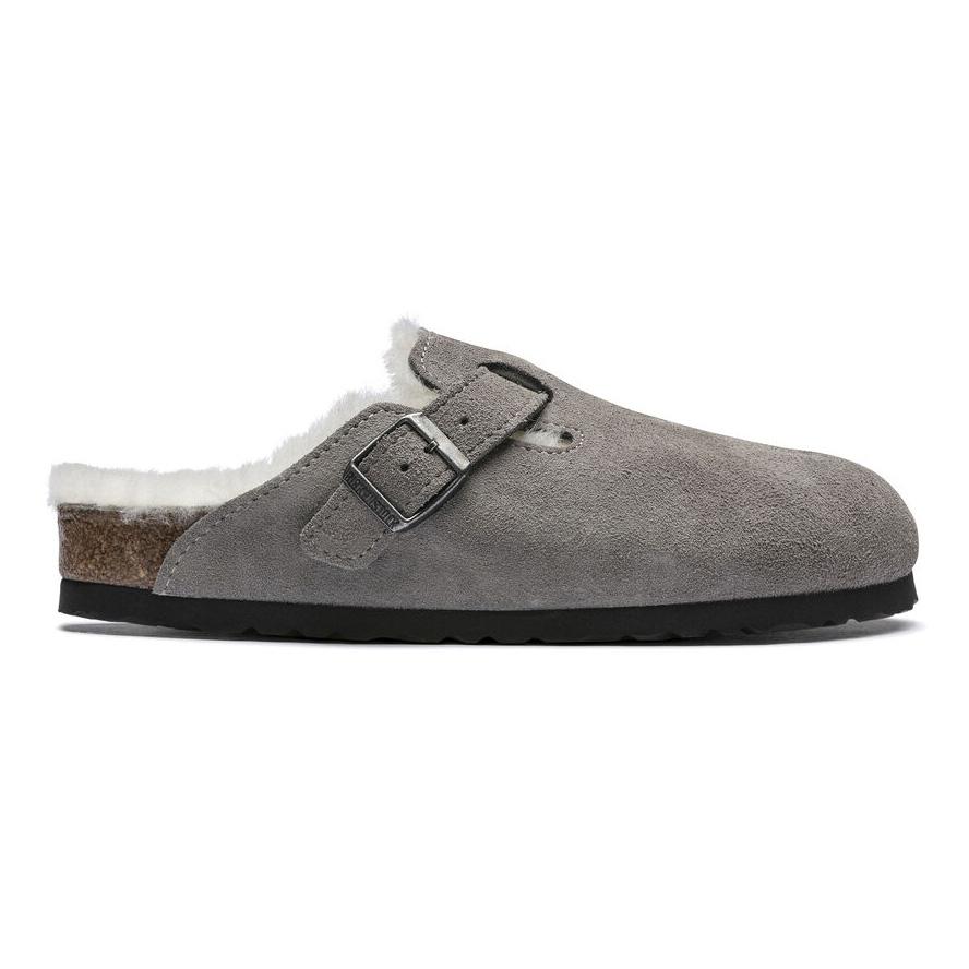 Birkenstock Women's Boston Shearling Stone Coin Suede - 3002347 - Tip Top Shoes of New York