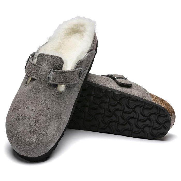Birkenstock Women's Boston Shearling Stone Coin Suede - 3002347 - Tip Top Shoes of New York