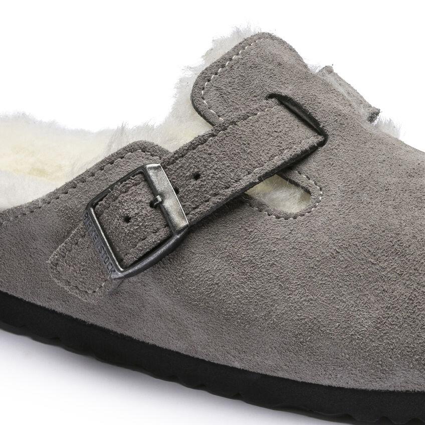 Birkenstock Women's Boston Shearling Stone Coin Suede - 3002347 - Tip Top Shoes of New York