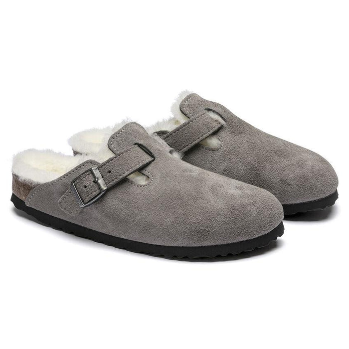 Birkenstock Women's Boston Shearling Stone Coin Suede - 3002347 - Tip Top Shoes of New York