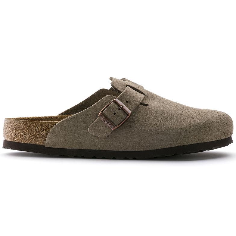 Birkenstock Women's Boston Soft Footbed Taupe Suede - Tip Top