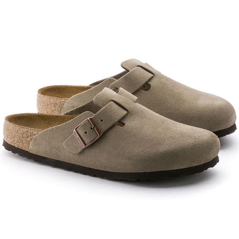 Birkenstock Women's Boston Soft Footbed Taupe Suede - Tip Top