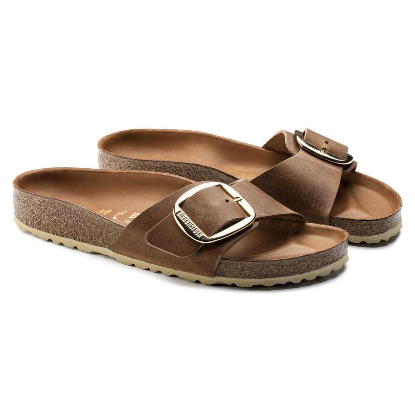 Birkenstock Women's Madrid Big Buckle Oiled Leather Cognac - 351214 - Tip Top Shoes of New York