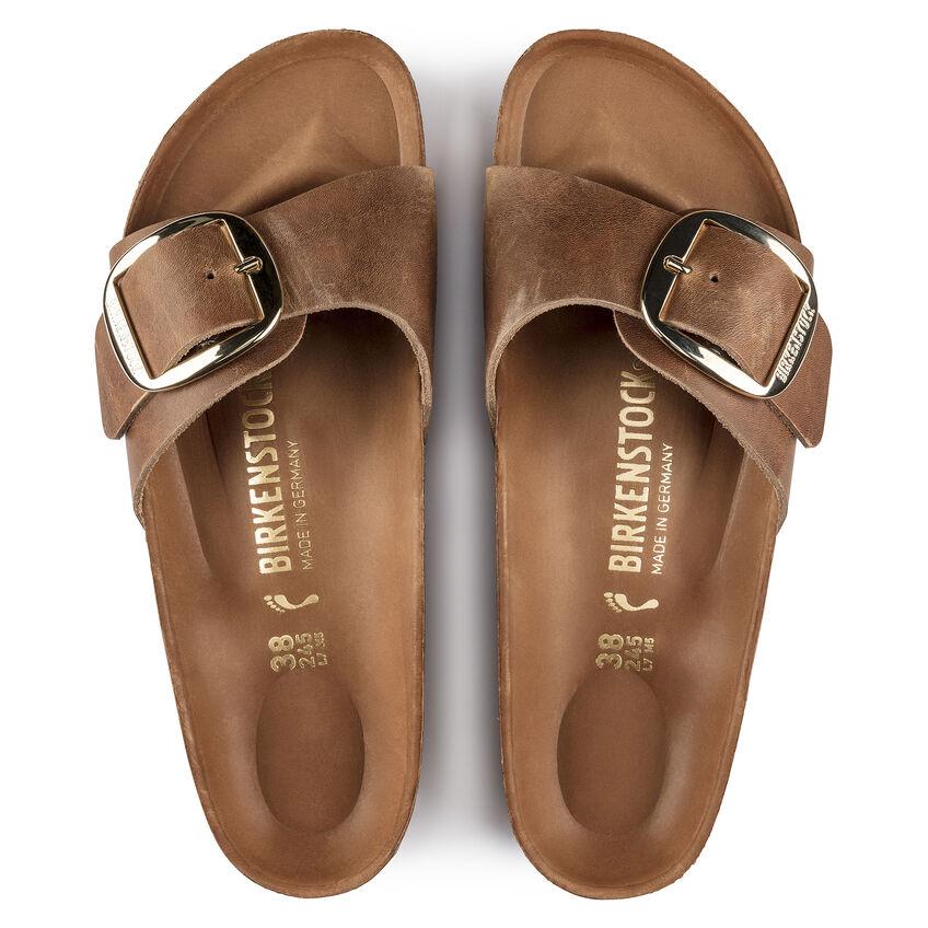 Birkenstock Women's Madrid Big Buckle Oiled Leather Cognac - 351214 - Tip Top Shoes of New York