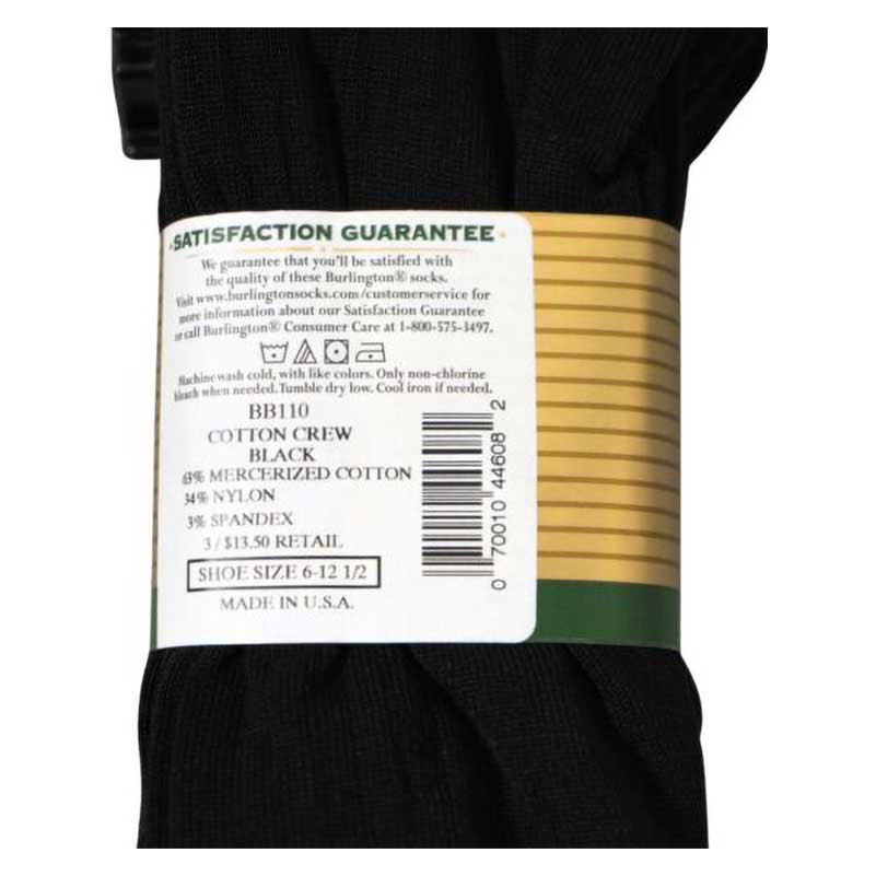 Burlington Men's BB110 3 Pack Cotton Rib Socks Black - 551531 - Tip Top Shoes of New York
