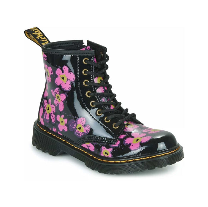 Dr. Martens Girl's 1460 Black Patent Mix Flowers - 1075517 - Tip Top Shoes of New York