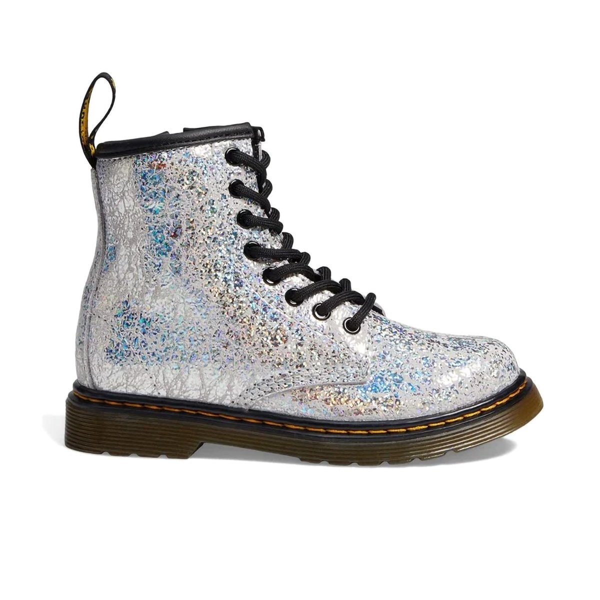 Dr. Martens Girl's GS (Grade School) 1460 Disco Silver Crinkle — Tip ...