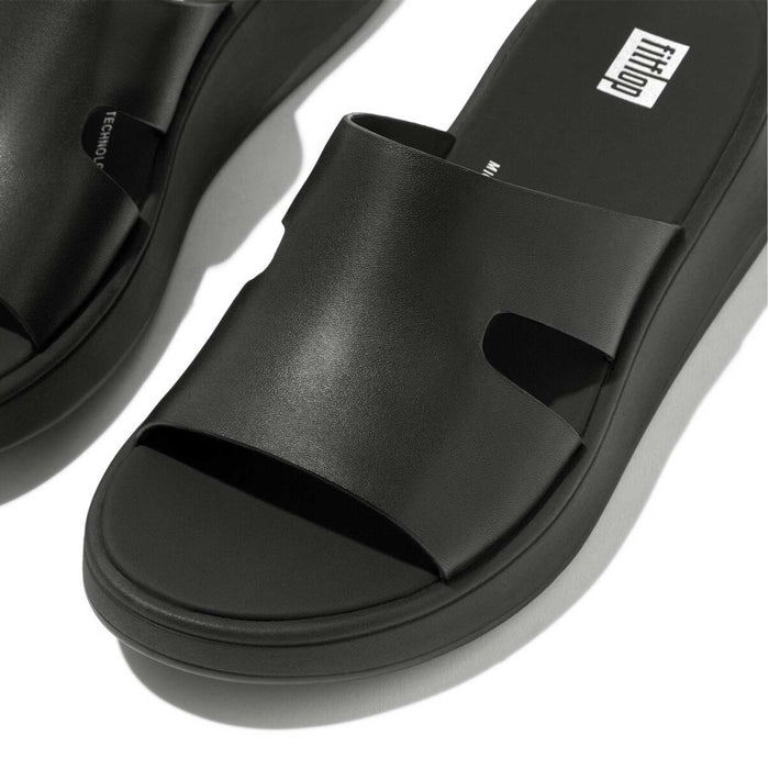 FitFlop Women's F-Mode H Bar Slide Black Leather - 1082502 - Tip Top Shoes of New York