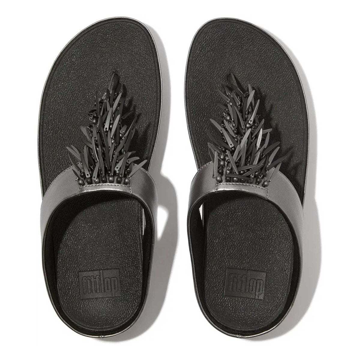 FitFlop Women's Rumba Beaded Pewter/Black Thong - 1082731 - Tip Top Shoes of New York