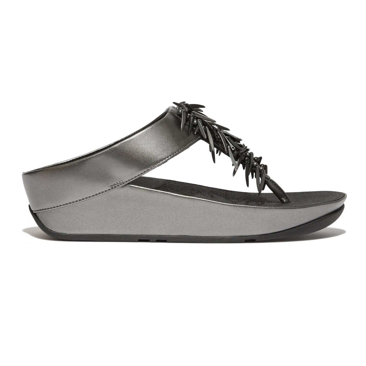 FitFlop Women's Rumba Beaded Pewter/Black Thong - 1082731 - Tip Top Shoes of New York