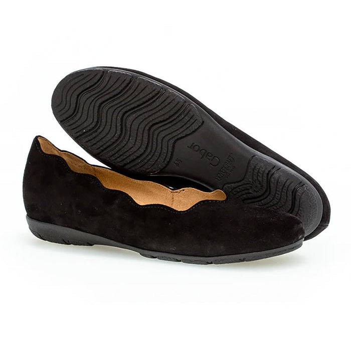 Gabor Women's 84.166.17 Ballet Black Suede - 9010195 - Tip Top Shoes of New York