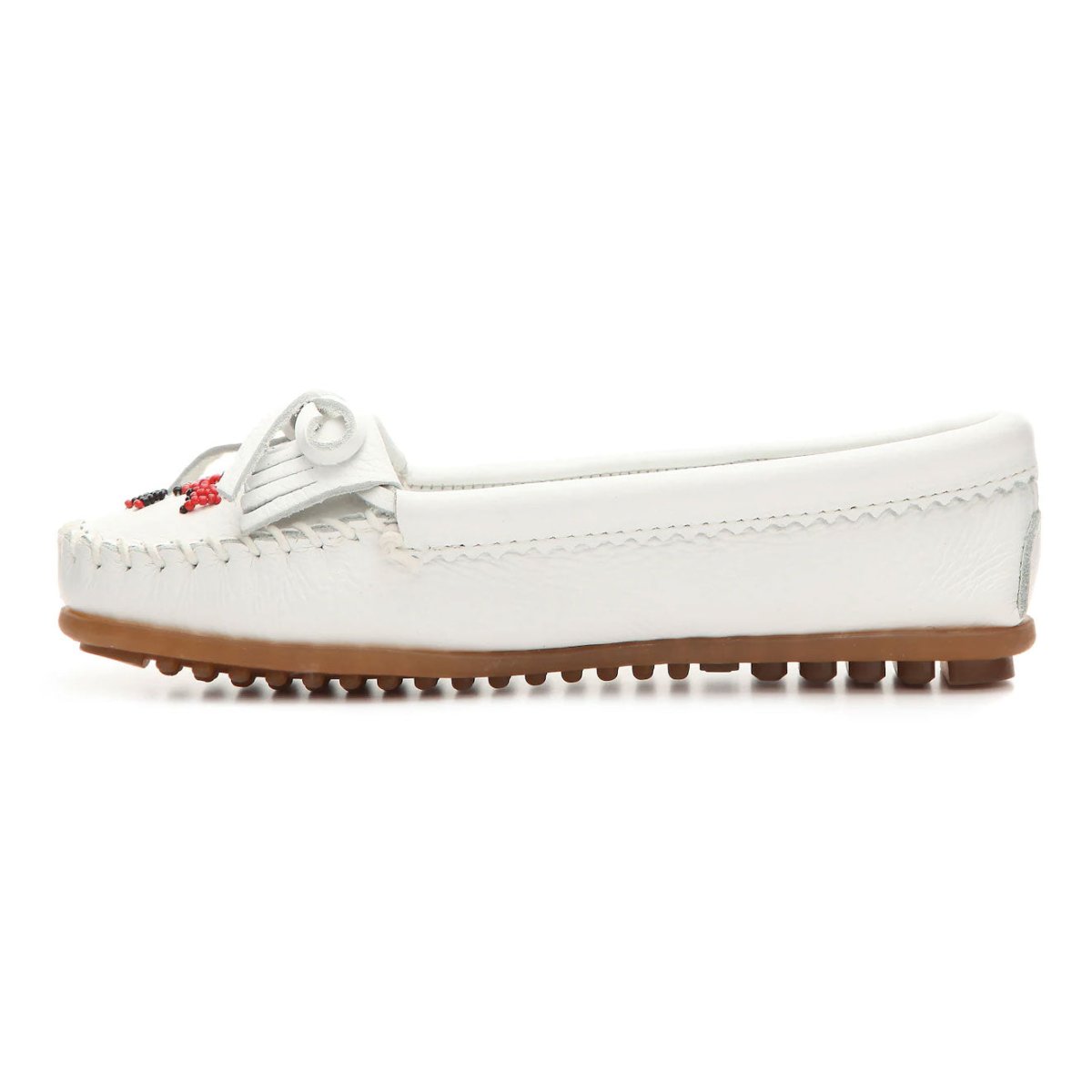 Minnetonka Women's 604 Thunderbird II White Beaded Moc - Tip Top